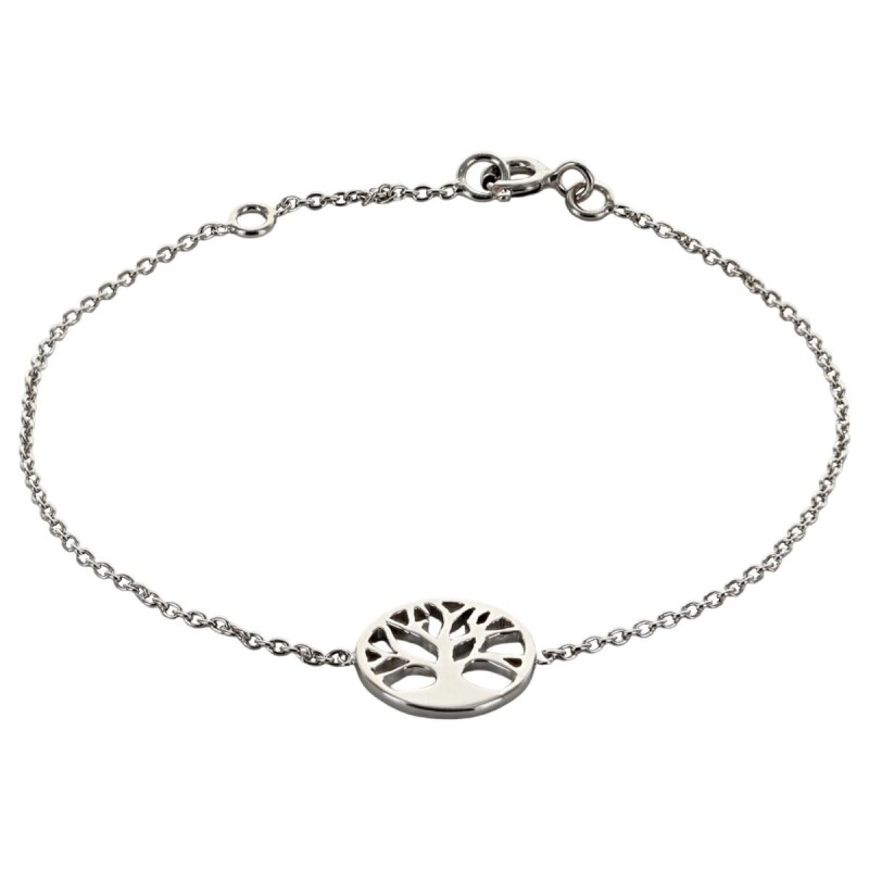 Bracelet en argent 925 (1,36 g), ajustable sur chaîne avec médaille Arbre de Vie Ø 1,1 cm. Livré en boîte.